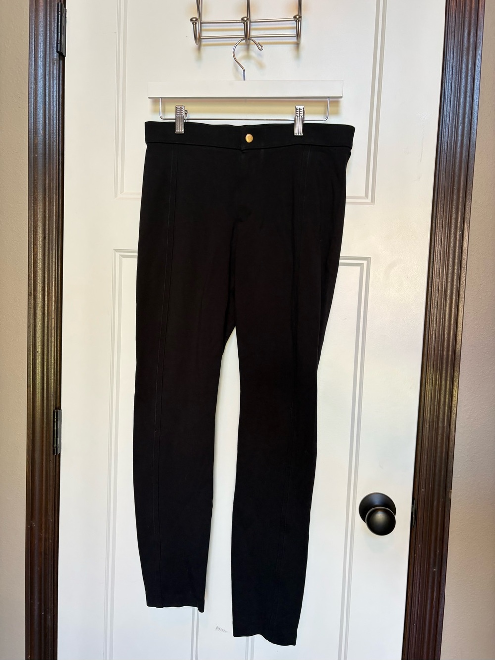 J. Crew Pixie Snap-Front Pants Black Seamed Ponte Legging Pant Size 8 Regular